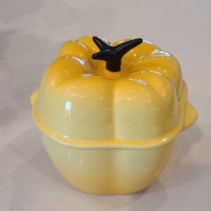 Le Creuset Rare Retired Yellow Ceramic Pepper Shaped Dish